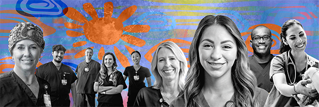 Mural of nurses found on Acequia Wing of Kaweah Health hospital.