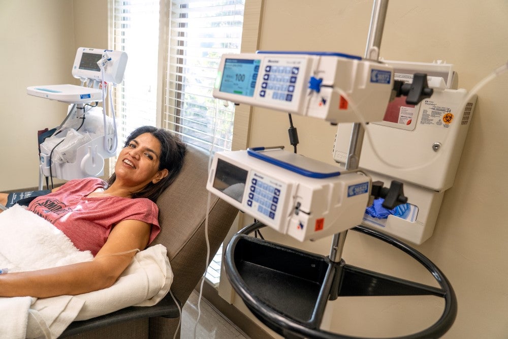 patient laying on chair