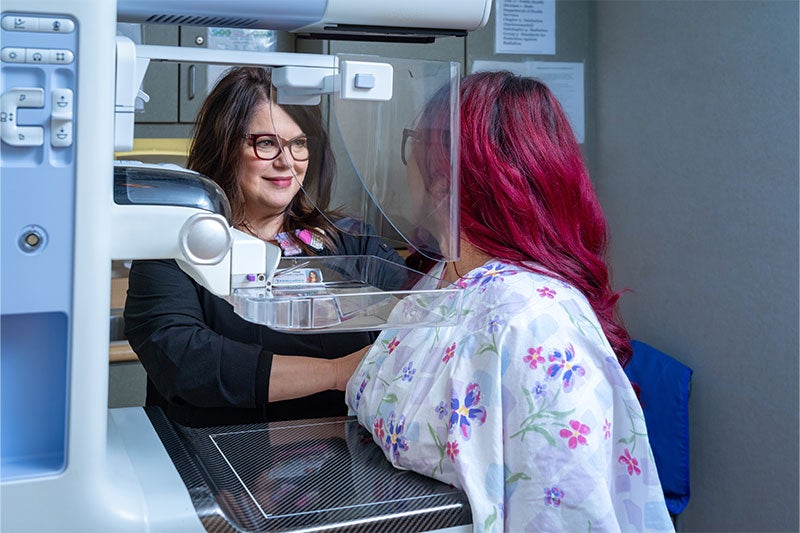 Woman at the clinic for a mammogram