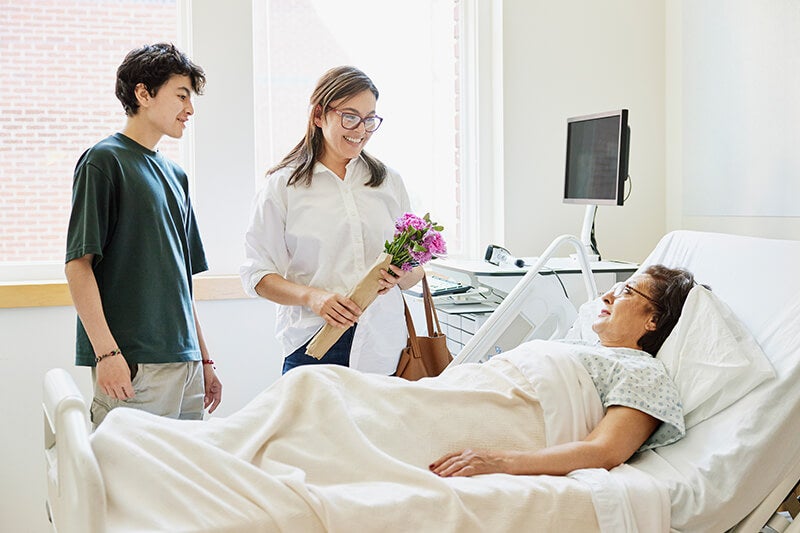 Visiting loved one at the hospital