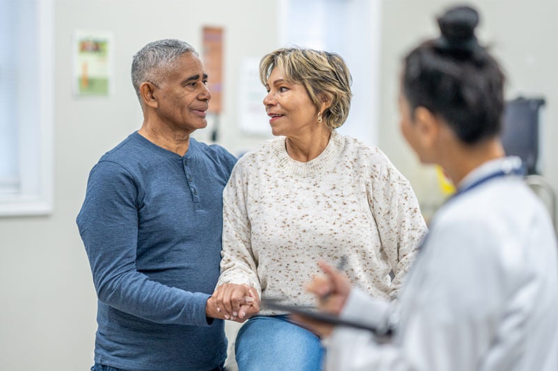 Couple at a doctor’s appointment with a female doctor