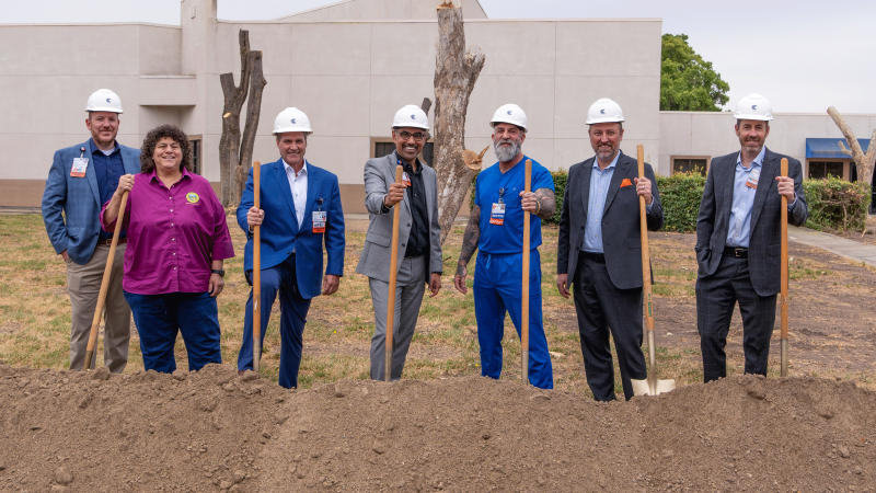 From left, Kevin Morrison, Kaweah Health vice president of facilities, Amy Shuklian, Tulare County supervisor, Tom Boggs, Kaweah Health chief ambulatory officer, Jag Batth, Kaweah Health chief operating officer, Dr. Cory D. Jaques, medical director of new adolescent wing, Marc Mertz, Kaweah Health CEO, Ben Cripps, Kaweah Health chief compliance officer.