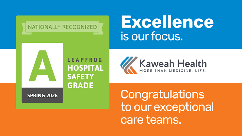 Graphic showing Kaweah Health's A grade from The Leapfrog Group.